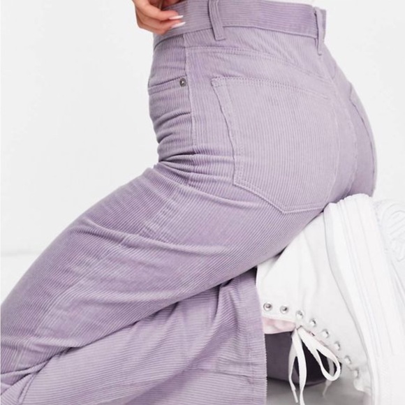 💜SOLD💜Monki Yoko Retro Corduroy Trousers High Waist Wide Leg Dusty Lilac - Picture 6 of 11